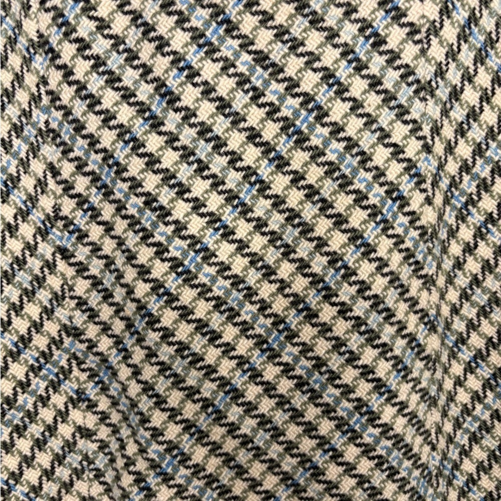 Ann Taylor Women’s Size 4 Skirt Wool-Blend Lined Cream Green Blue Houndstooth - Picture 9 of 16